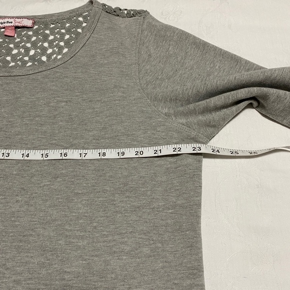 Triple Five Soul Crochet Back Long Sleeve Gray Sweatshirt Top Women's Size 2X - Picture 7 of 9